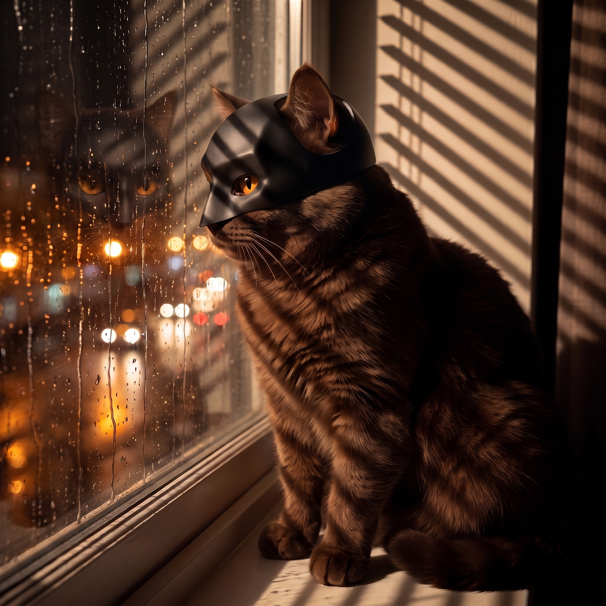 The Dark Meow mask - watching the city